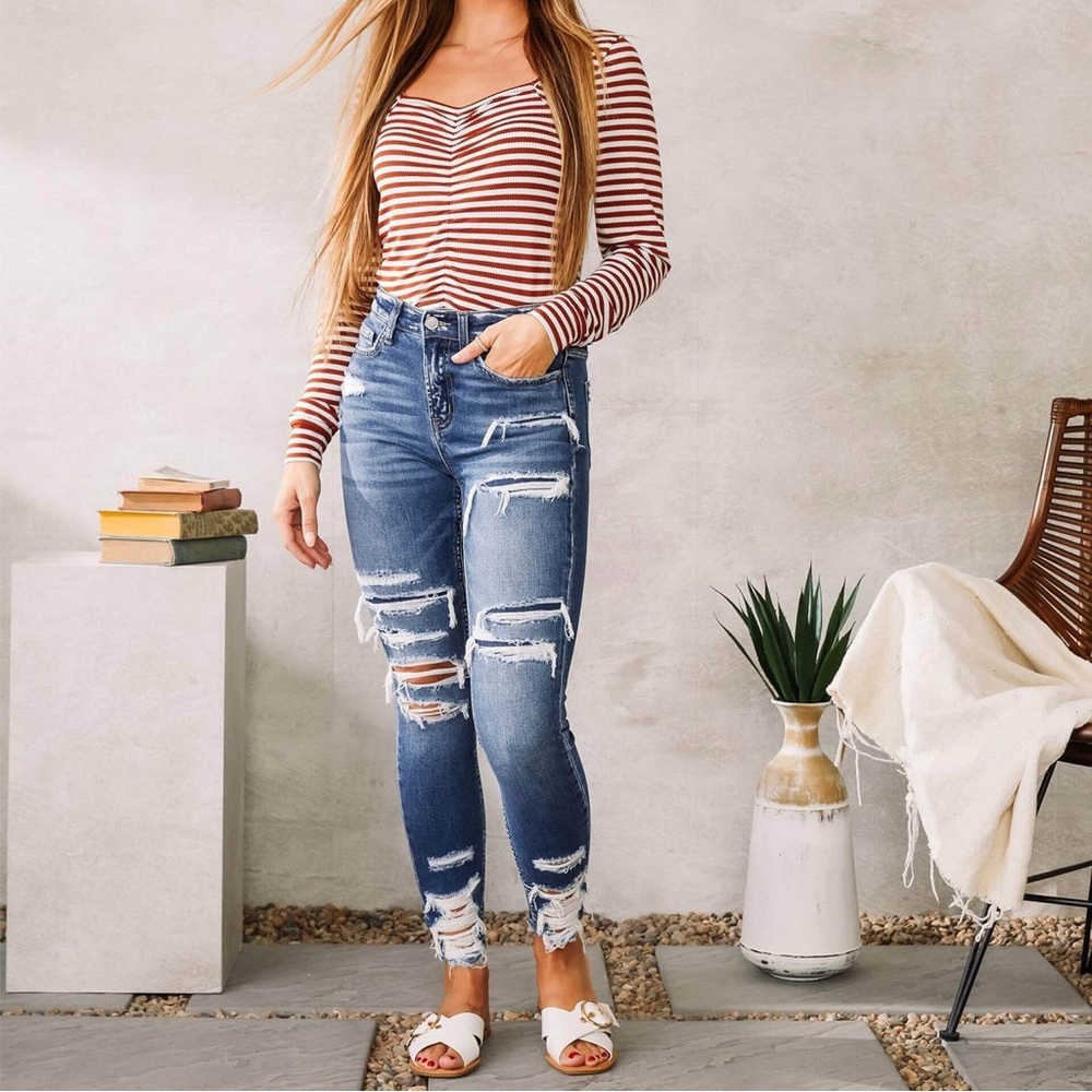 Bridge By Gly 24 Skinny Women’s Ankle Jeans High Rise Distressed BG5731A